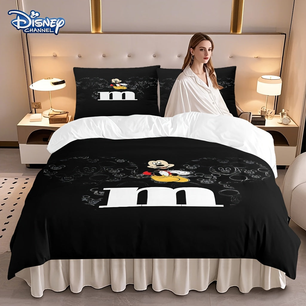 Disney Has Been Authorized Cartoon Character Bedding Set -3pcs Knitted Polyester Design, Lightweight 3D Printing, Duvet Cover And Pillowcase, Suitable for Gift Giving