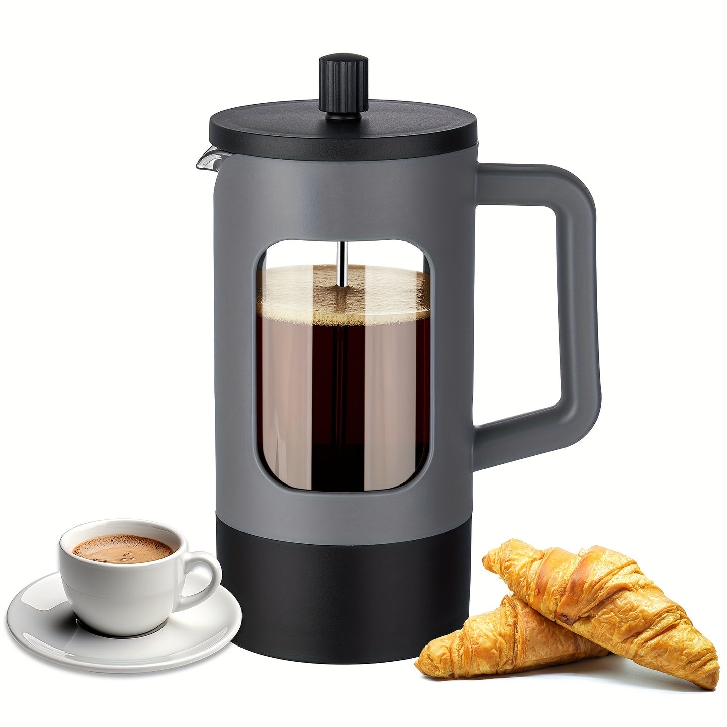 French Press Coffee Maker, 350ml/600ml/1L, Modern Style, Durable Glass and Stainless Steel, Manual Operation, Reusable Filter, Perfect for Camping and Home Use, Ideal for Halloween and Christmas Gift