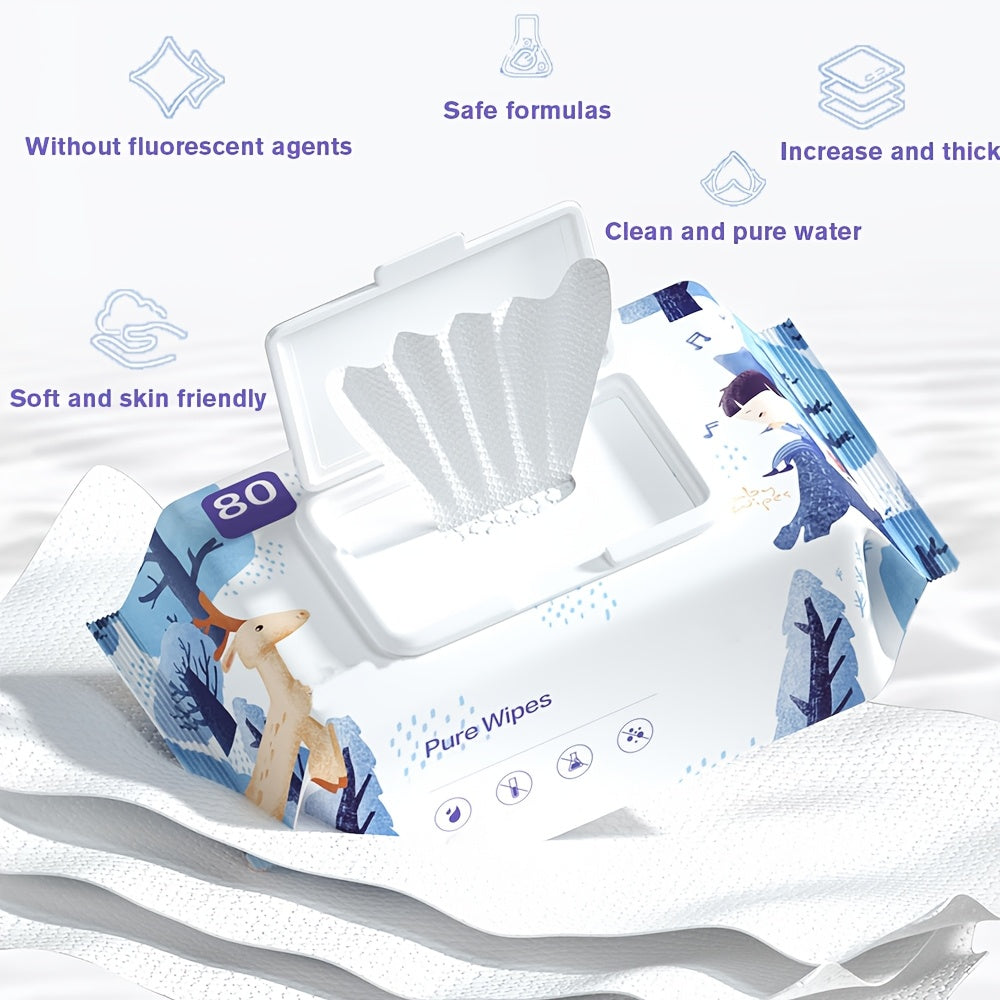 1pc 80pcs Sensitive Skin-Friendly Hand & Face Cleansing Wipes, Fragrance-Free, Moisturizing, Universal Sanitation Product, Non-Woven, Flushable Toilet Paper Substitute