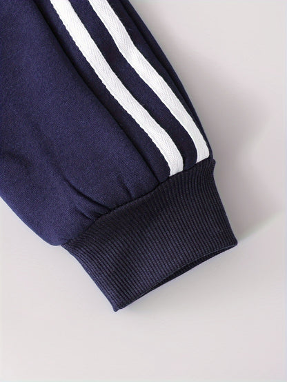 3 Sets Boy's Color Clash Outfit, Hoodie & Sweatpants Set, Casual Long Sleeve Top, Kid's Clothes for Spring Fall Winter, Perfect for Outdoor