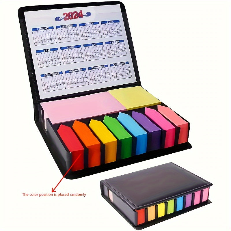 Organizador de escritorio creativo para oficina: notas adhesivas, bloc de notas, calendario y caja de almacenamiento.