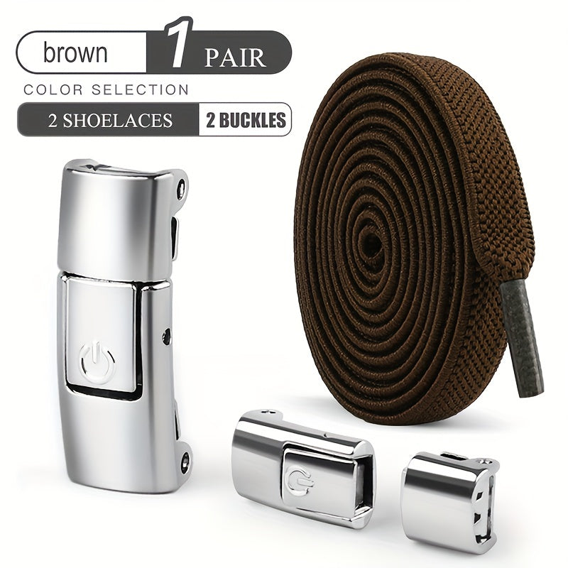 1 Pair Free-Tie Shoelaces Set, 2pcs Elastic Shoelaces & 2pcs Shoelaces Buckles For Sneakers Canvas Shoes