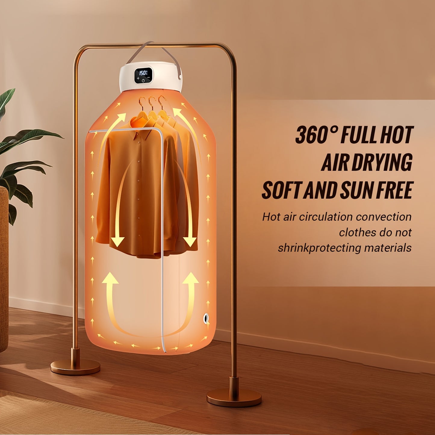 Compact Mini Clothes Dryer - Portable Dryers with Remote Control, 2-Speed Adjustment, 1-8 Hours Timing, Foldable Design for Travel, Apartment, RV, Dorm - Space-Saving, Energy-Efficient, and Quiet Operation