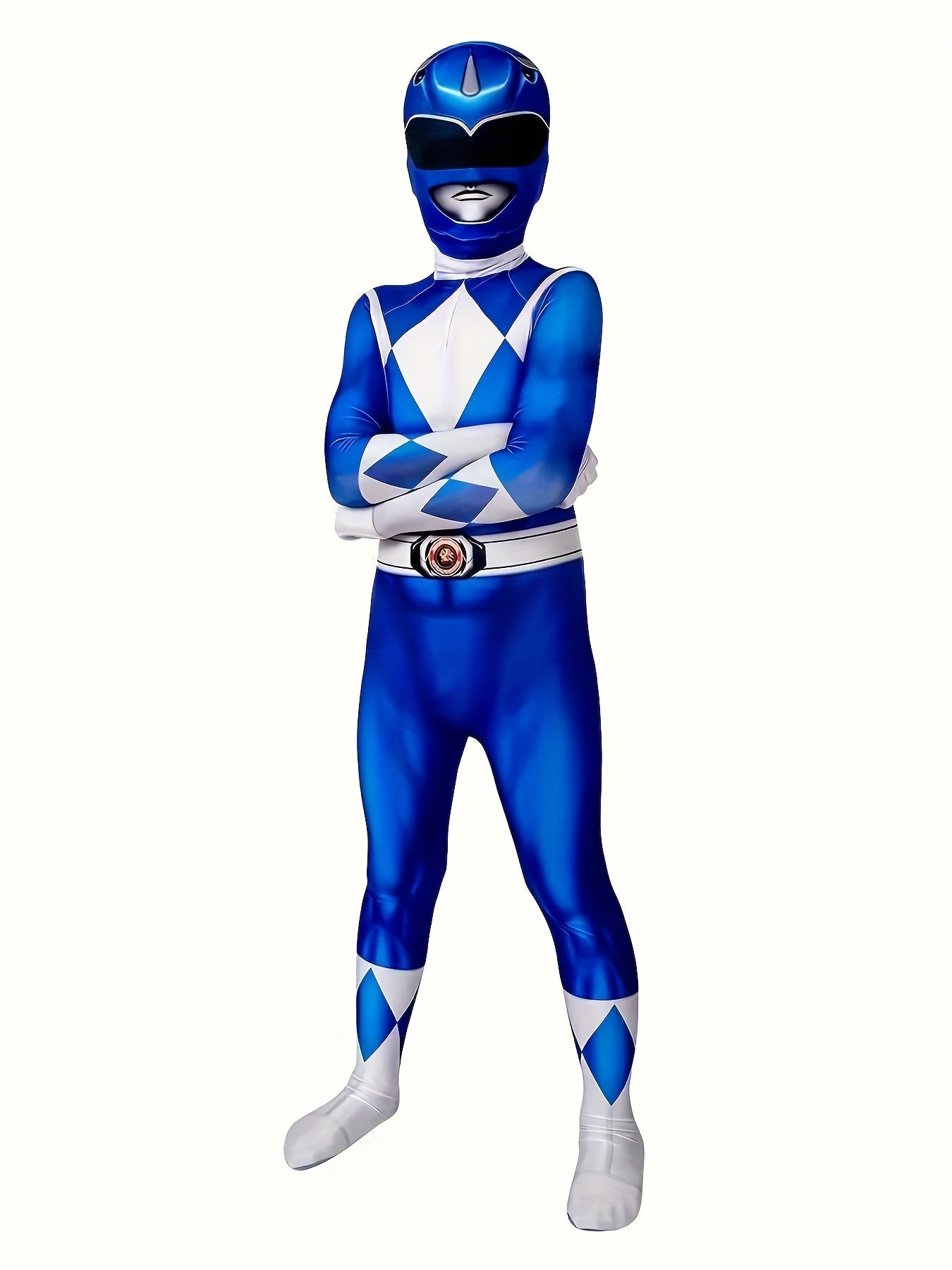 Boy's Cartoon Character Bodysuit, Halloween Carnival Dress Up Blue Jumpsuit, Kid's Dress Up Outfit For Party Performance