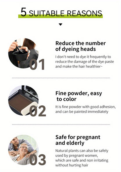 Disposable Hair Coloring Powder, Temporary Fast Cover Gray Hair, Multifunctional Hairline Hair Coloring Powder Travel Portable Emergency Cover Gray Hair