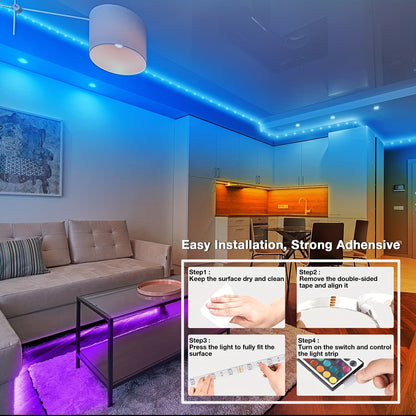 Tira de luces LED con control inalámbrico, iluminación RGB remota por infrarrojos, decoración para sala de estar, lámpara flexible, cadena decorativa