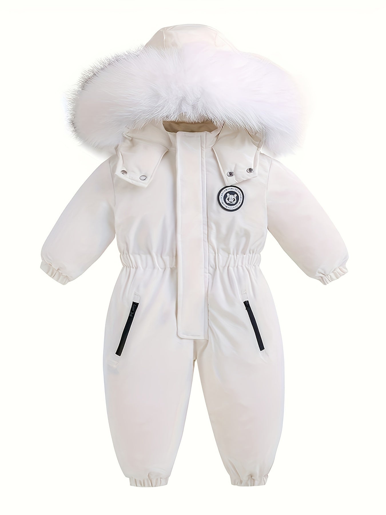 Girls' Boys' Outdoor Ski Suits Baby Winter Warm Hooded Jumpsuit with Zipper Pockets Outerwear Coat Overalls