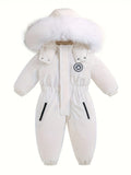 Girls' Boys' Outdoor Ski Suits Baby Winter Warm Hooded Jumpsuit with Zipper Pockets Outerwear Coat Overalls