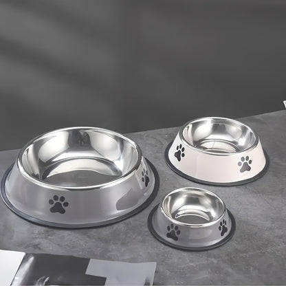 Premium Stainless Steel Pet Bowl - Non-Slip, Easy To Clean, Perfect For Dog And Cat Food And Water, Available In Three Sizes