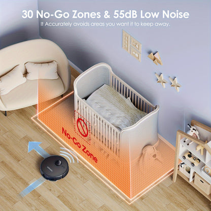 Robot Vacuum And Mop Combo 5000Pa, Lubluelu L15 Robot Vacuum, Auto-Charging, 5 Maps, 30 No-go Zones, WiFi/App, 3in 1 Robot Vacuum Cleaner for Pet Hair Carpet Hard Floor