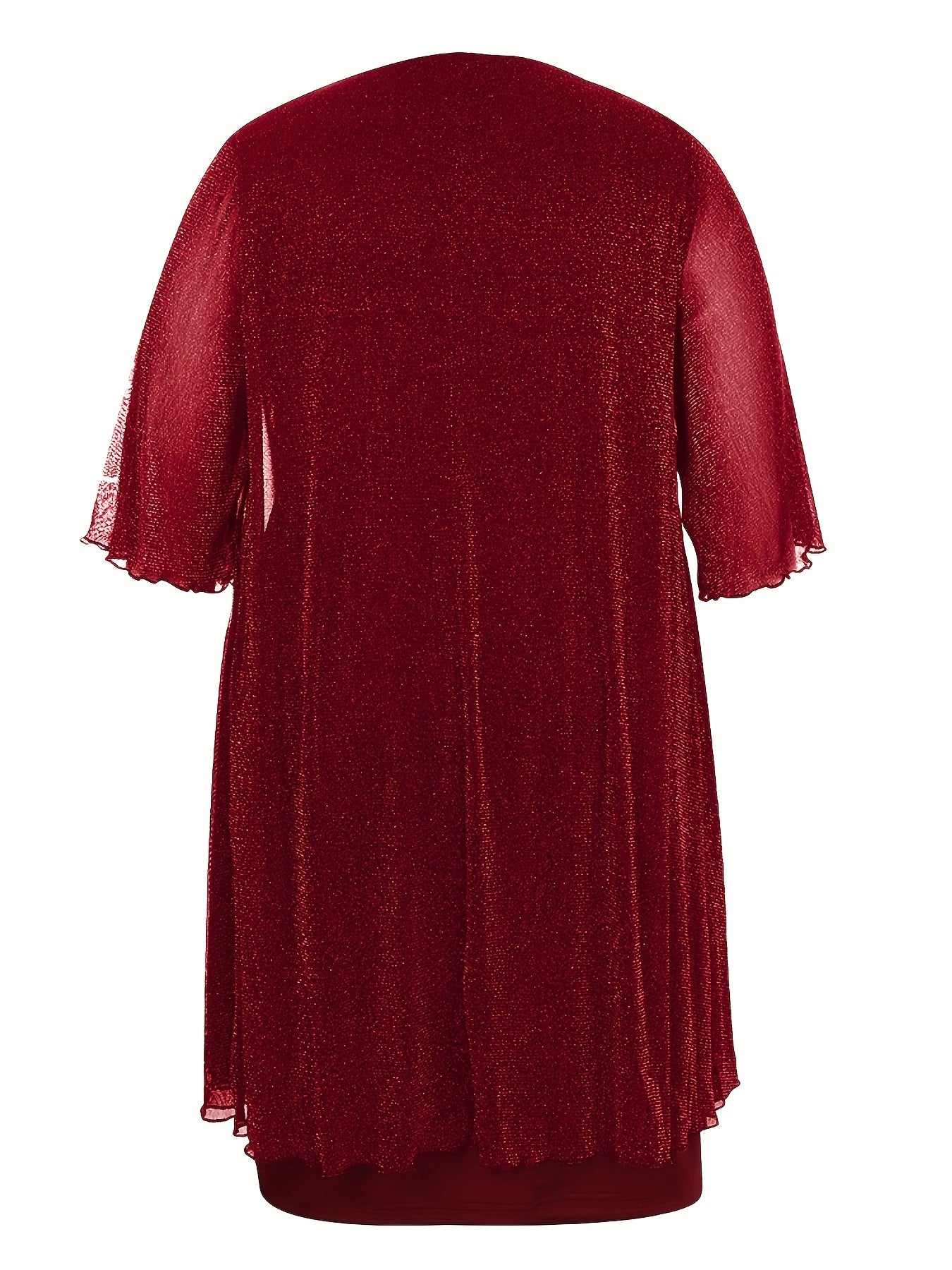 Plus Size - Elegant Plus Size Two-Piece Dress with Mesh Overlay - Navy Blue, Round Neck, Sleeveless, Flowy Design for Spring/Summer, Polyester Blend, Women'S Fashion, Plus Size Dresses