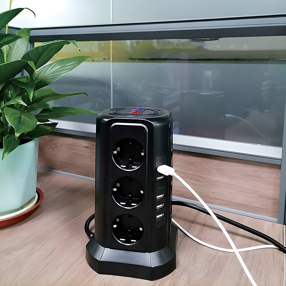 Tower Multi Power Strip Vertical EU Plug 12 Way Outlets Sockets With 5 USB Switch Multiple Vertical Power Strip 2 Switches Multi Socket Power Strip, Surge Protection And Short Circuit Protection