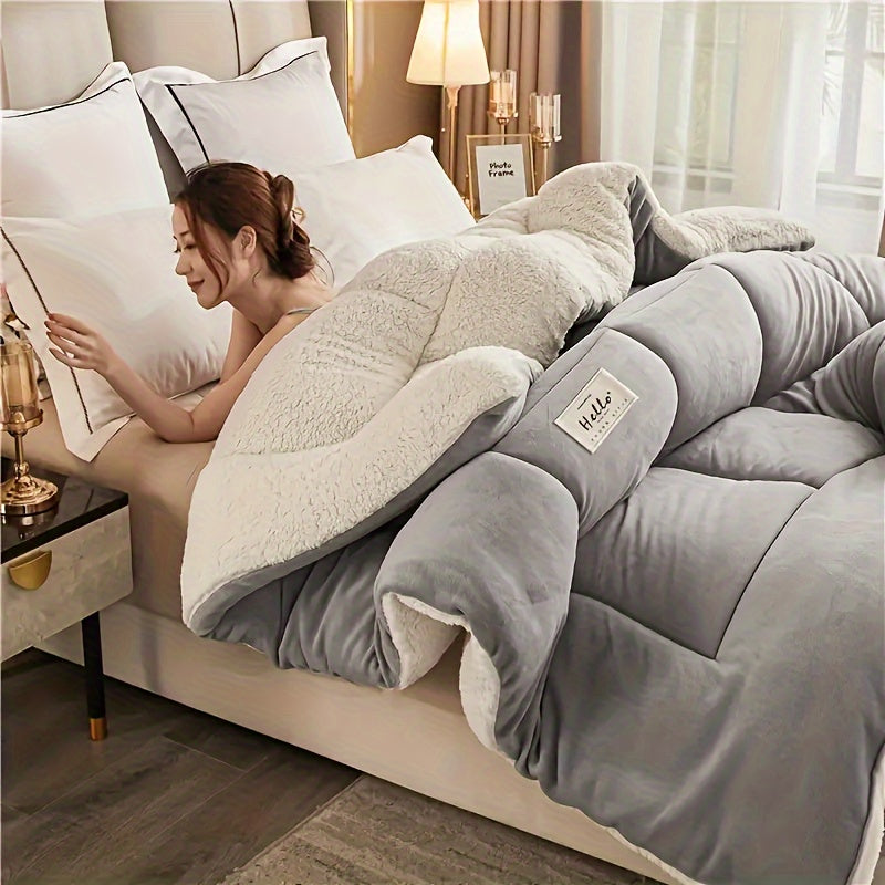 Reversible Plaid Comforter - Contemporary All-Season Quilted Duvet Insert with Box Stitch, Ultra Soft Milk Velvet Fabric, Medium Weight Polyester Fill, Machine Washable, Multipurpose - Available in 9 Sizes, Christmas Present