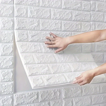 30pcs 3D Brick Wall Stickers, DIY Square Wall Decals, Easy Peel Stick Cleanable Cuttable, For Kitchen Living Room Bathroom Hallway, Plastic Ceiling Tiles Stickers, To Avoid Overall Damage During Transportation, Please Do Not