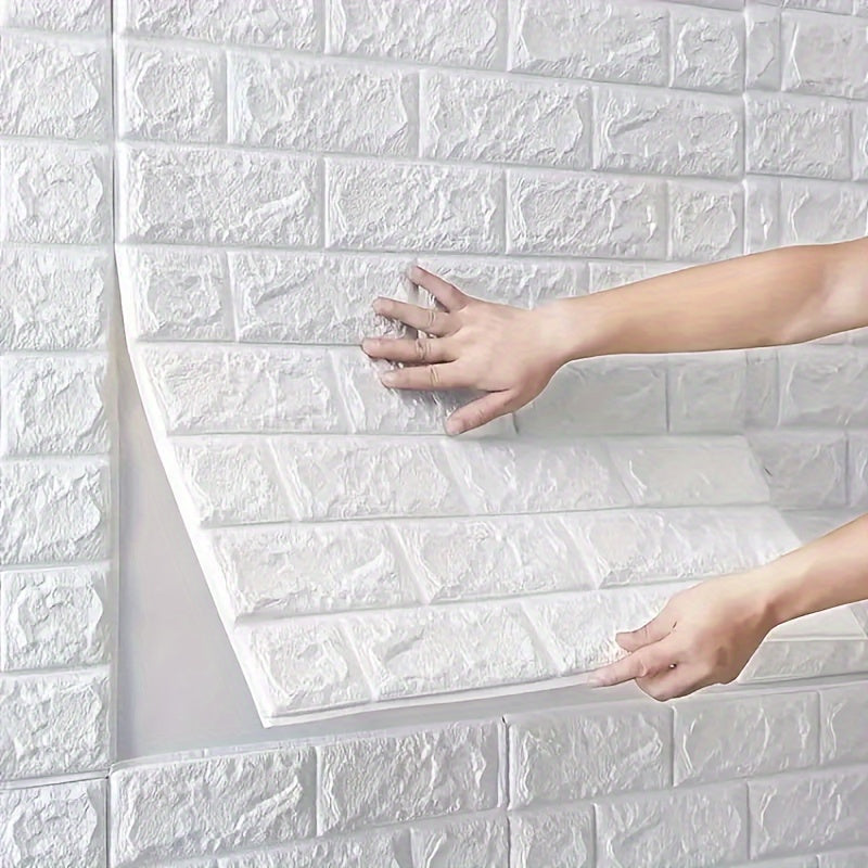 30pcs 3D Brick Wall Stickers, DIY Square Wall Decals, Easy Peel Stick Cleanable Cuttable, For Kitchen Living Room Bathroom Hallway, Plastic Ceiling Tiles Stickers, To Avoid Overall Damage During Transportation, Please Do Not