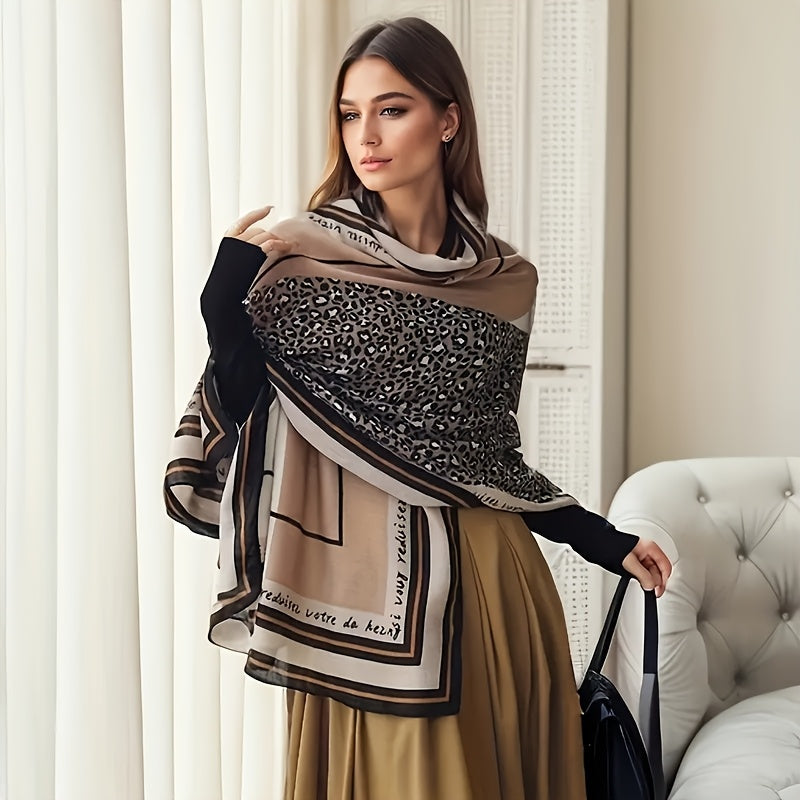 Bohemian Style Women's Winter Scarf Shawl - Polyester, Embroidered and Print Design, Windproof, Snow-Resistant, Ideal for Casual Outdoor Wear, Winter Shawl