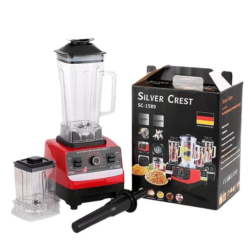 High-Power 2000W Blender for Smoothies and Ice Cream - Durable, BPA-Free Plastic Mixer with Anti-Slip Base, Suitable for Juicers and Kitchen Use, 110V-240V