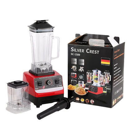 High-Power 2000W Blender for Smoothies and Ice Cream - Durable, BPA-Free Plastic Mixer with Anti-Slip Base, Suitable for Juicers and Kitchen Use, 110V-240V
