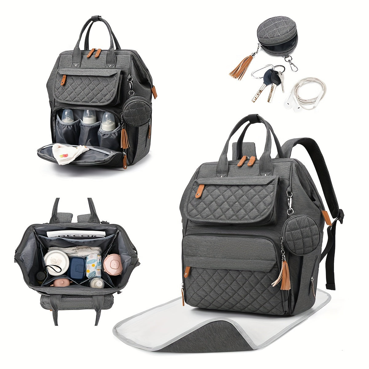 Mochila de gran capacidad, multifuncional, portátil, para mamá, con compartimentos múltiples para guardar biberones y pañales.