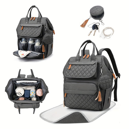 Mochila de gran capacidad, multifuncional, portátil, para mamá, con compartimentos múltiples para guardar biberones y pañales.