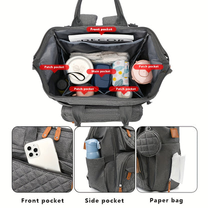 Large Capacity Bag, Multi Functional Portable Mom Storage Backpack, Milk Bottle Diaper Bag With Multi Compartment