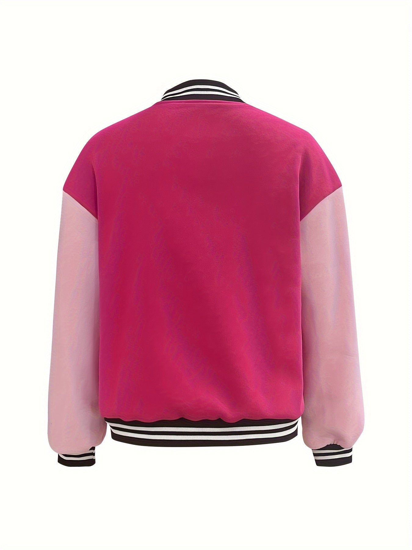 Letter Print Zipper Jacket, Stylish Long Sleeve Jacket For Fall & Winter, Women's Clothing