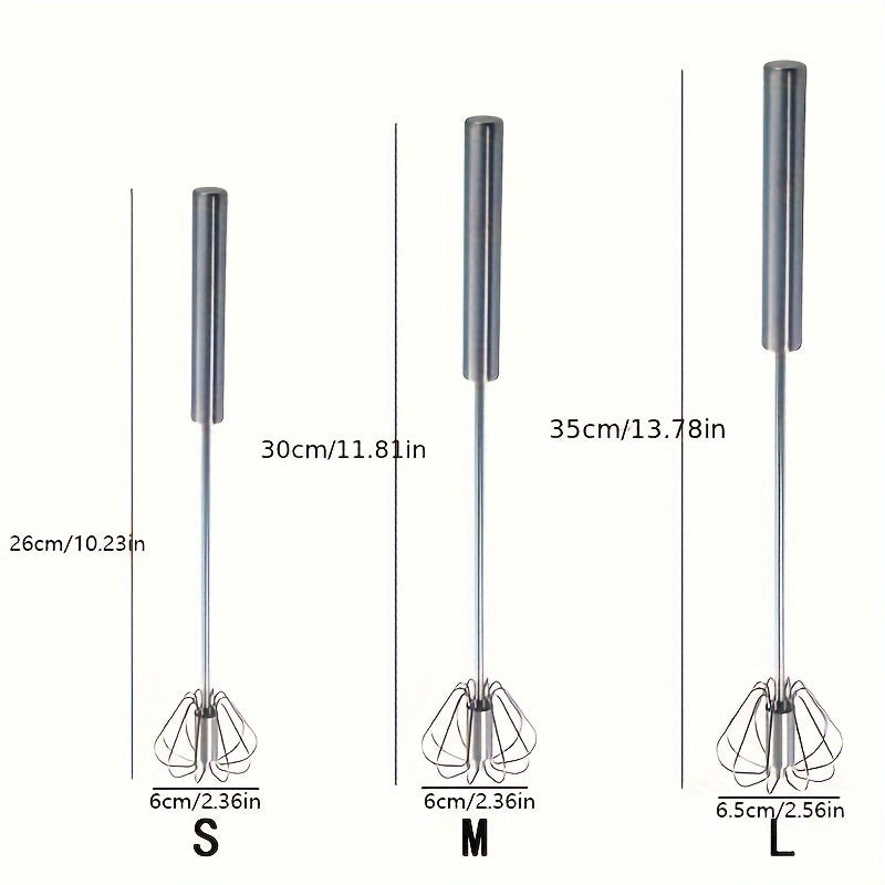 Stainless Steel Multi-Use Whisk & Milk Frother - Hand Push Blender For Baking, Eggs & Cream - Essential Kitchen Gadget