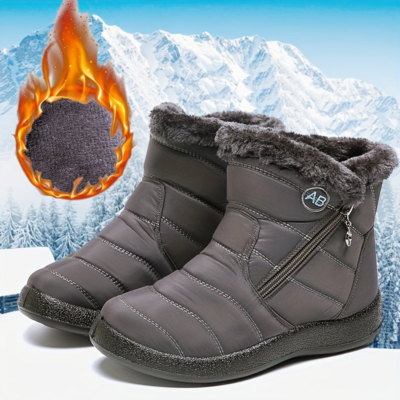 Nuevas botas de nieve cálidas de invierno para mujer, botas cálidas impermeables con cremallera lateral para mujer, botas de nieve para mujer