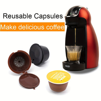 3Pcs Fit For Dolce Gusto Coffee Filter Cup Reusable Coffee Capsule Filters For With Spoon Brush