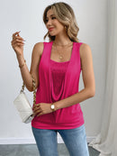 Sequin Decor Ruched Tank Top, Casual Summer Sleeveless Top, Women's Clothing