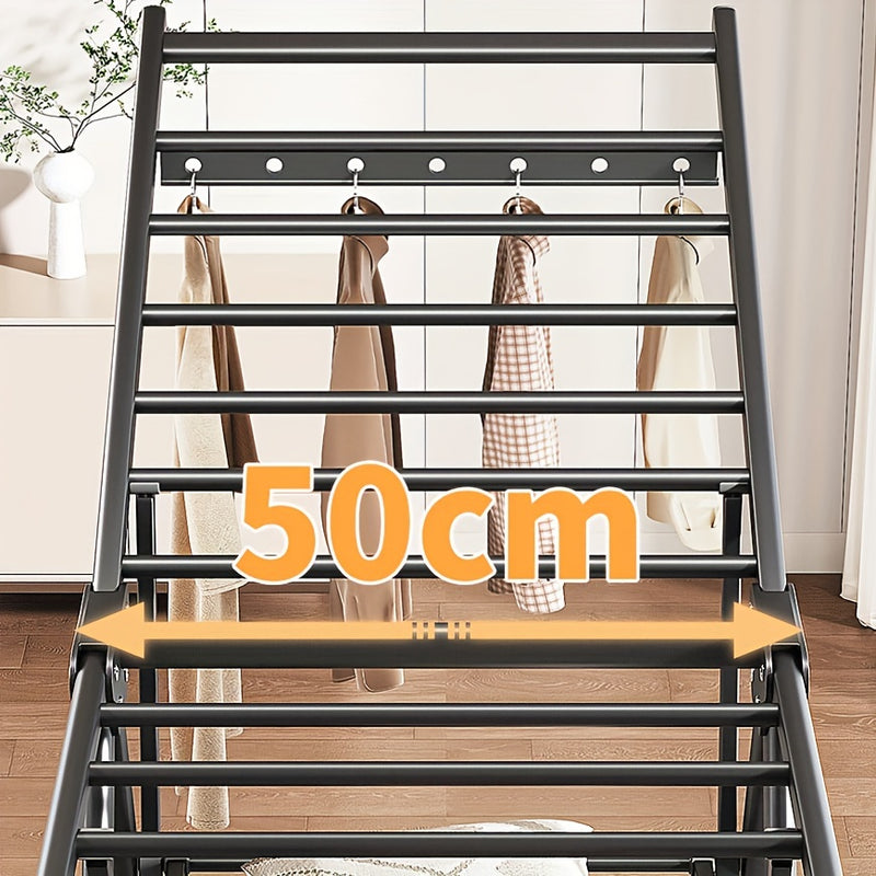 2-Tier Foldable Clothes Drying Rack with Adjustable Height Wings - Portable, Rust-Resistant Metal Laundry Dryer for Indoor/Outdoor Use, Ideal for Clothing & Towels, Drying Racks