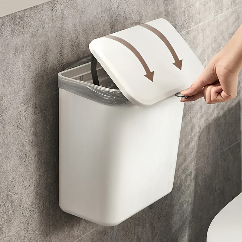 Papelera de pared blanca para cocina, fácil de limpiar y que ahorra espacio. Plástico duradero. Almacenamiento multifuncional.