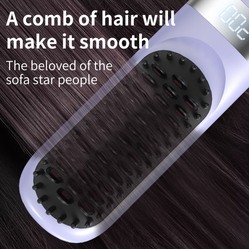 Portable Cordless Hair Straightener Brush for Women - Fast Heating, USB Rechargeable, Compact Travel Size