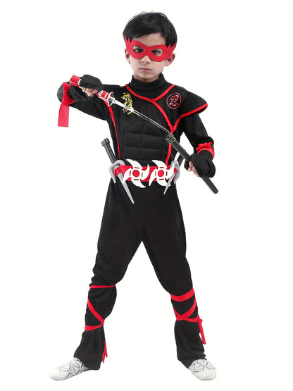 Disfraz de ninja para niños de Halloween, mono musculoso para cosplay, regalo de fiesta de cumpleaños elegante para niños