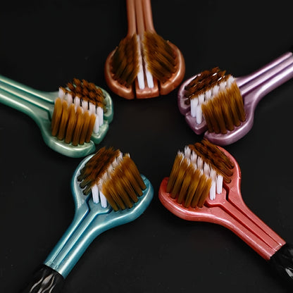 5pcs Ultra-Soft Triple-Sided Adult Toothbrushes - Hypoallergenic, Formaldehyde-Free with Nylon Bristles for Deep Cleaning & Fresh Breath, Ergonomic Design in Vibrant Colors