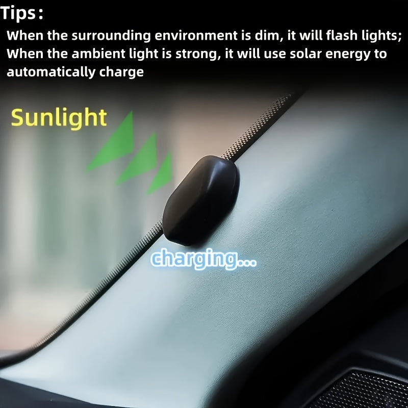 Alarma de simulación de coche con carga solar y USB, monitor antirrobo, luz roja y azul intermitente, protege tu coche contra robos.