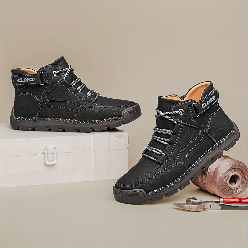 CLOHOO Men's High-Top Casual Sneakers - Comfortable, Non-Slip Rubber Sole, Lace-Up Shoes for Outdoor & Casual Attire