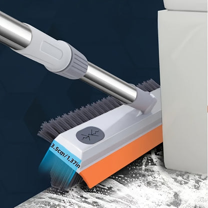 Multi-Surface Scrub Brush with Built-in Liquid Dispenser - 1 Pack Extendable Tile and Bathroom Scrubber for Comfortable Cleaning, Non-Electric Manual Operation, Ideal for Living Room, Toilet, Kitchen, Wall, and Floor
