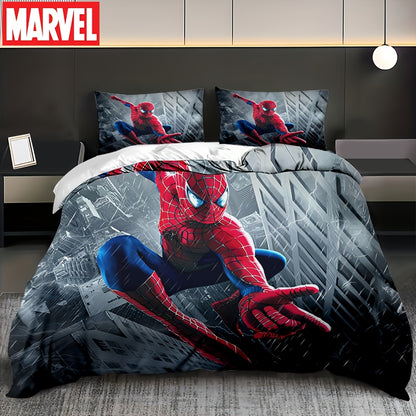 Authorized 3pcs Marvel Spiderman Bedding Set Featuring 1 Duvet Cover And 2 Pillowcases, Providing a Soft And Cozy Bedding Option for Bedrooms, Guest Rooms, And Dorm Decor.