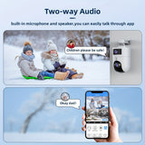 JOOAN 4K Outdoor Dual Lens PTZ WiFi Camera, 5G Compatible, Wall Hanging, 1296p Video, Two-Way Audio, HD Resolution, Application Control, Audio & Motion Alerts, Color Display, USB Power, without Battery, for Security Monitorin