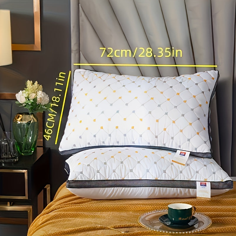 2pcs Luxury 3D Pillows, Thickened High-Rebound Soft Polyester Bedding, Breathable Neck Support for Relaxing Sleep, Ideal Gift for Family and Friends on Mother's Day, Father's Day, Halloween, Thanksgiving, Christmas, Valentine