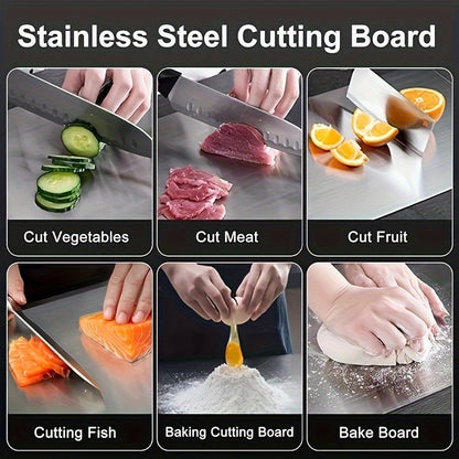 Premium Titanium Chopping Board - Double-Sided, Food-Grade Stainless Steel for Kitchen &amp; Dining