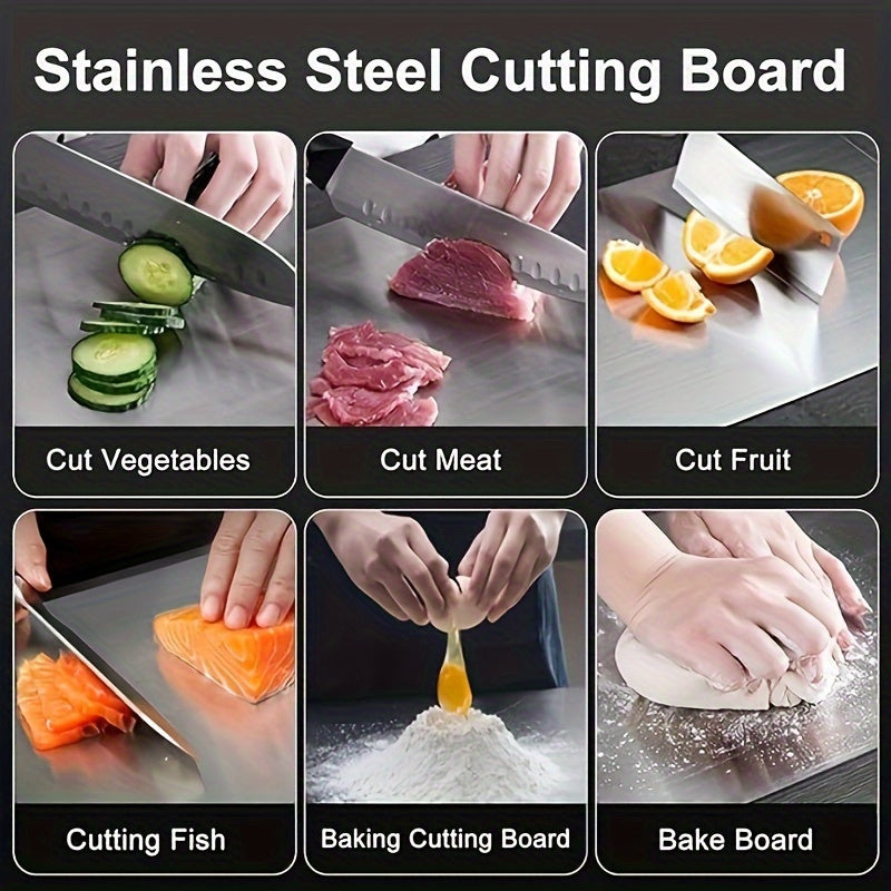 Premium Titanium Chopping Board - Double-Sided, Food-Grade Stainless Steel for Kitchen & Dining