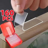 160pcs/80pcs Multifunctional Double-Sided Tape Set - Transparent, Removable, Waterproof Hanging Strips, Used for Pasting Christmas Gifts, Festivals, Parties, Hanging Decorations, Couplets, Photos, and Clocks.