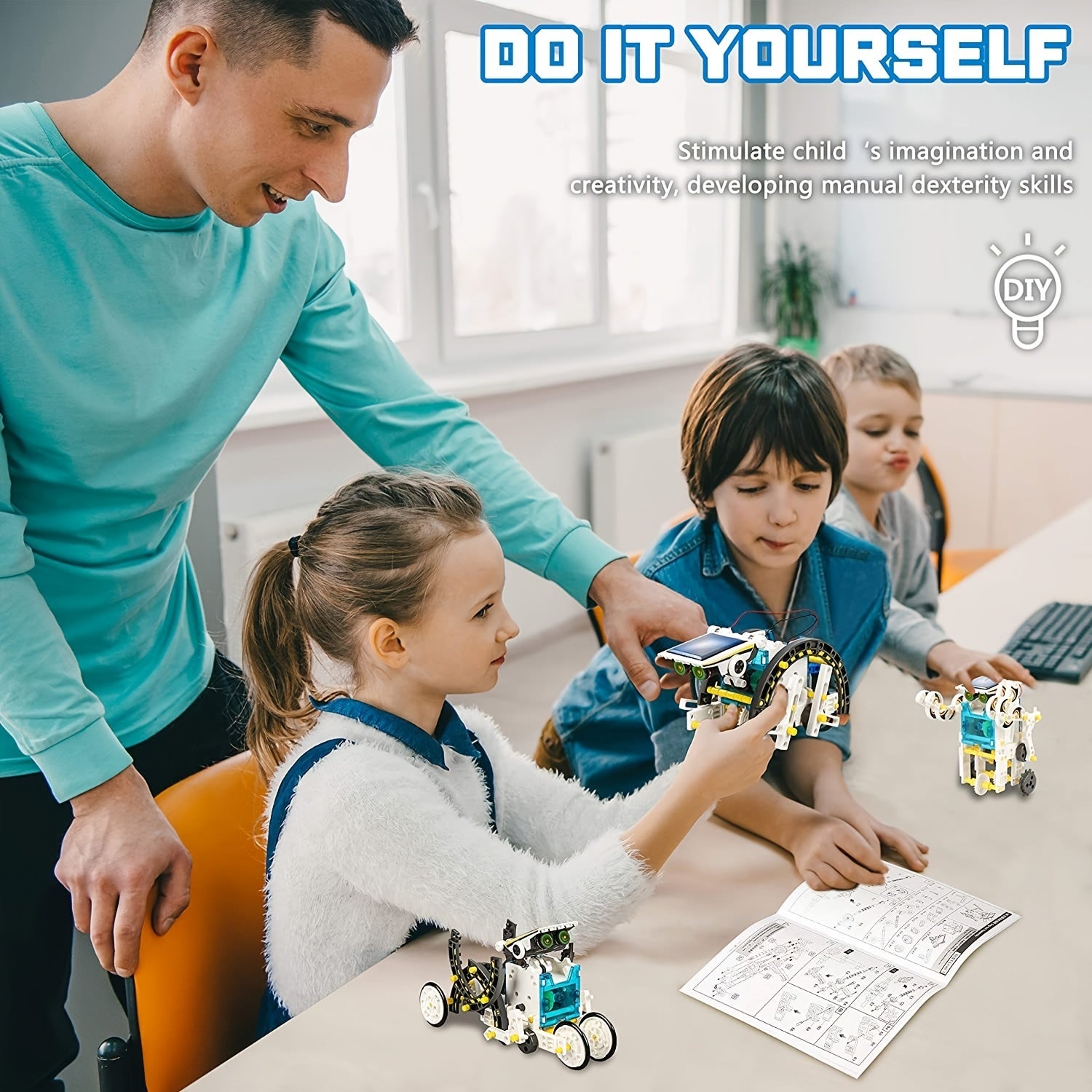 STEM 13-in-1 Solar Power Robots Creation Toy, Educational Experiment DIY Robotics Kit, Science Toy Solar + Battery Powered 2 Modes Building Robotic Set Kids To Build, Halloween, Christmas Gift