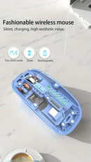 Ratón inalámbrico recargable ambidiestro XNOIK - Óptico, batería de 400 mAh, conectividad inalámbrica y de 2,4 G, clic silencioso, compatible con múltiples dispositivos (Macbook Pro, portátil, PC) - Temática de deportes electrónicos y tecnología