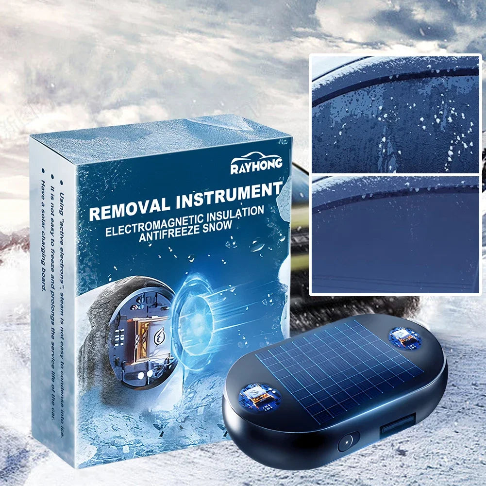1-3pcs Solar Antifreeze Electromagnetic Molecular Car Windshield Snow Removal Device Glass Window Defogging &amp; Defrosting &amp; Deice 5-12V 