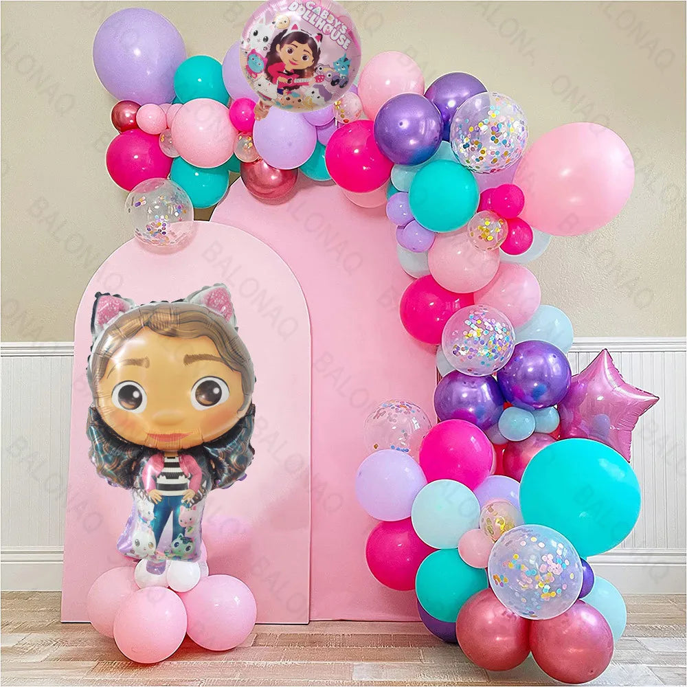 1 juego de globos de látex con forma de gato para casa de muñecas Gabby, decoración para fiestas de cumpleaños infantiles, suministros para baby shower, globos de helio para niños 