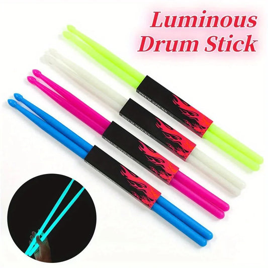 1 Pair 5A Classic Luminous Drumsticks Waterdrop Tip Nylon Neon Colorful Glowing Drumsticks - Ideal for Beginners Stage Performers 