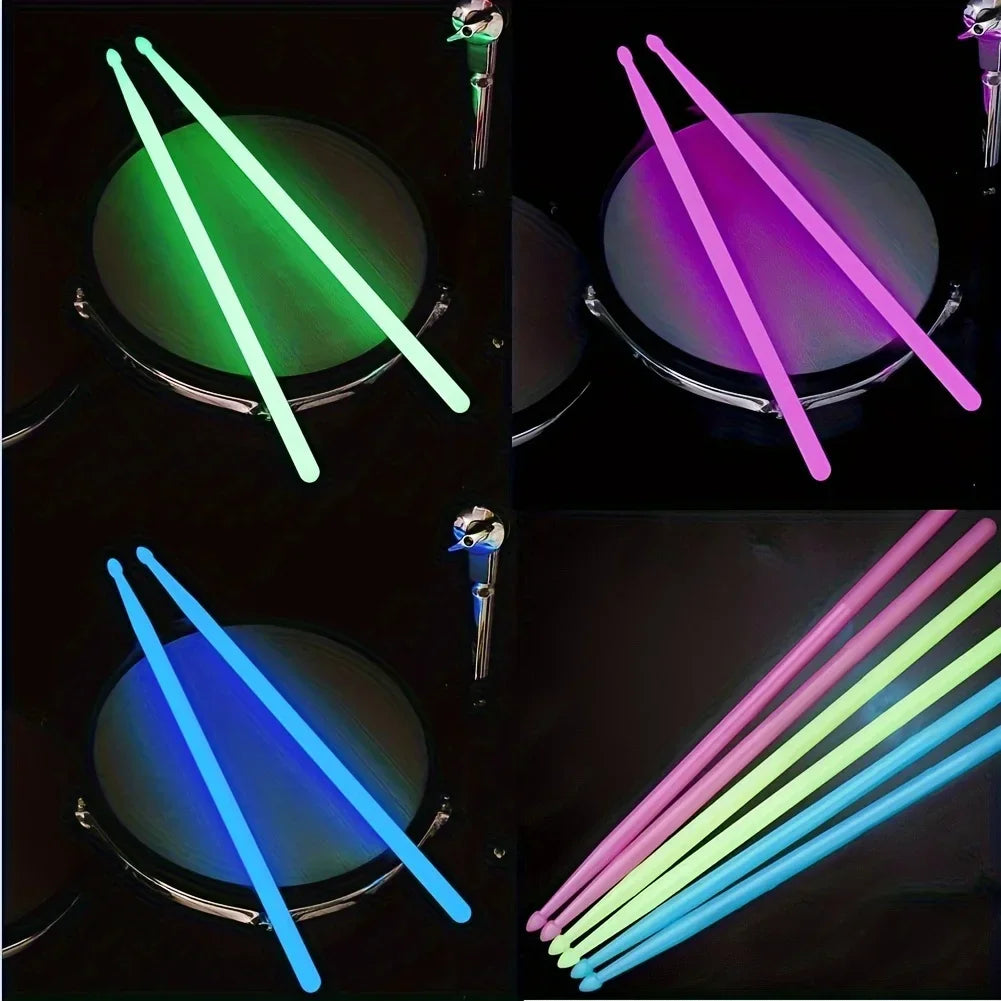 1 par 5a baquetas luminosas clássicas waterdrop ponta náilon neon colorido baquetas brilhantes-ideal para iniciantes artistas de palco